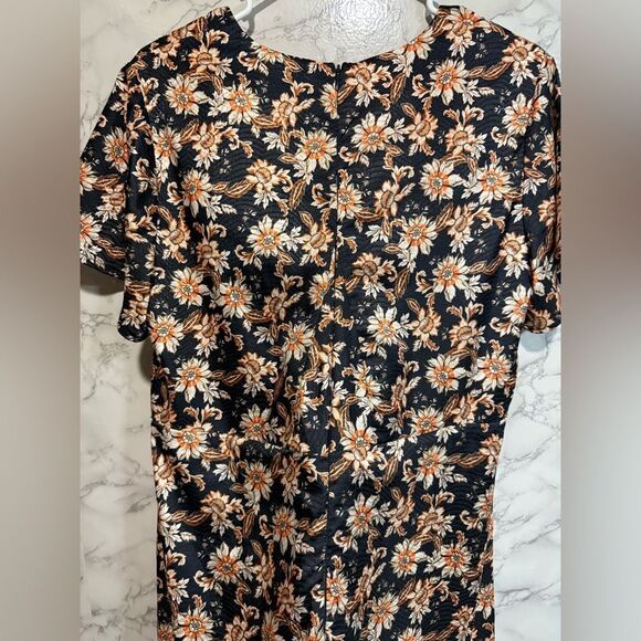 NEW ACLER Size 10 Tippet Midi Dress Flutter Sleeve Half Lined Floral Satin - Picture 6 of 16